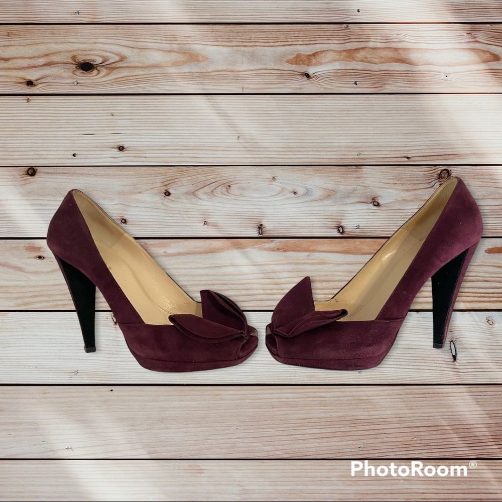 Authentic | Prada | Ruffle Suede Calzature Donna Camoscio Pumps | Sz 37.5